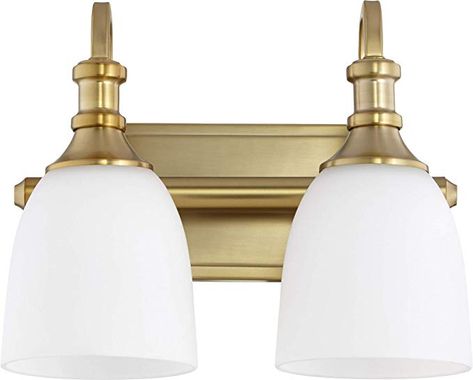 Quorum 5011-2-80 Two Light Vanity, Brass - - Amazon.com Brass Vanity Light, Quorum Lighting, Bath Vanity Lighting, Bathroom Light Fixtures, Bath Light, Traditional Lighting, Bathroom Vanity Lighting, Aged Brass, Vanity Light