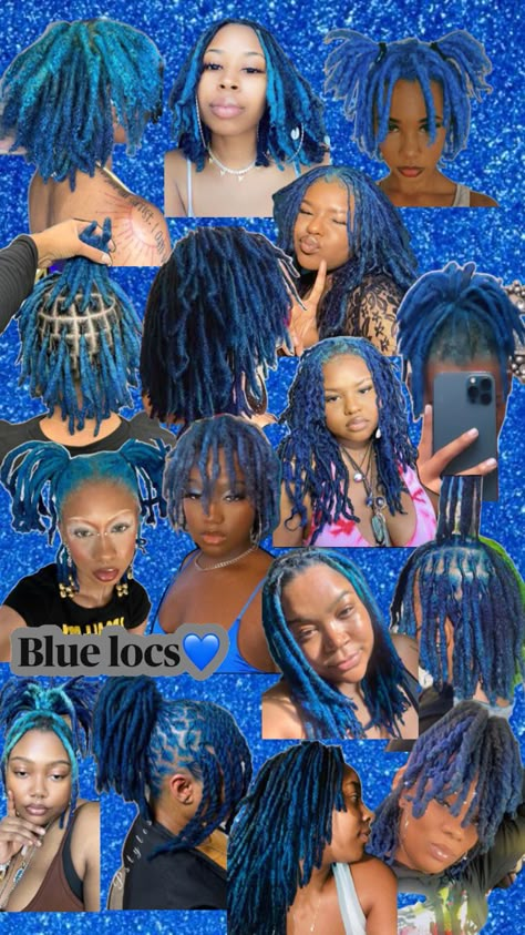 Locs Blue Locs, Dyed Dreads, Short Dreadlocks Styles, Cute Dreads, Natural Hair Bun Styles, Beautiful Dreadlocks, Short Locs Hairstyles, Dreadlock Styles, Braided Cornrow Hairstyles