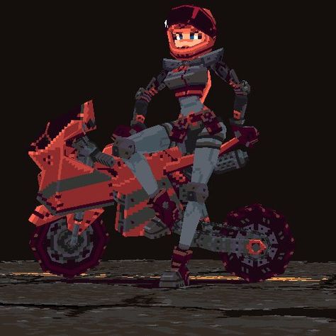 Ozego on Twitter: "To ride these streets you gotta know nuclear alchemy. If you mix the burnin' tarmac with high-octane adrenaline just right; you can fly. But slip the slightest and you'll be nothin' but stains. #pixelart #gamedev #b3d… https://t.co/GNLu4mzd3l" Pixel Gif, Technical Artist, Low Poly Character, 3d Pixel, Low Poly Games, Polygon Art, Pix Art, Low Poly Art, Low Poly Models