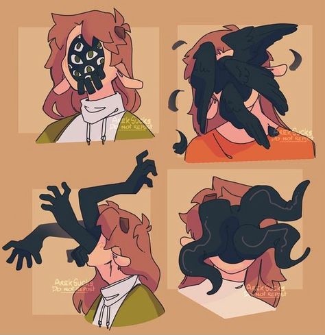 Masked Creature Art, Ocs With Masks, Removing Mask Pose Reference, Monster Face Drawing, No Face Character, Unique Oc Designs, Mask Drawing Reference, Faceless Oc, Masked Oc