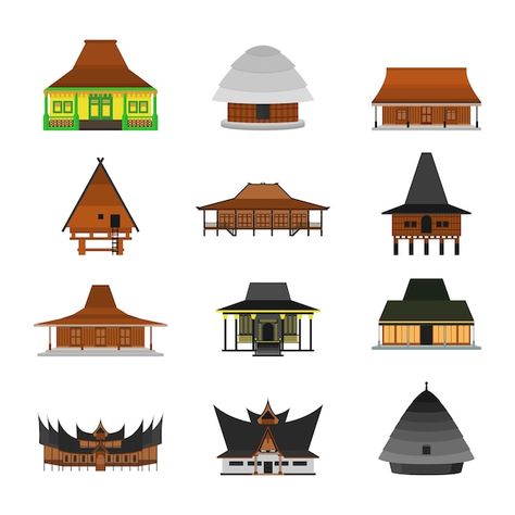 Indonesian House Traditional, Indonesia Traditional House, Indonesian House, Travel Wood, Philippine Mythology, Interior Murals, School Study Ideas, Bazaar Ideas, House Vector