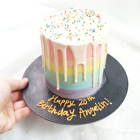 4 Inch Birthday Cake, Sprinkle Drip Cake, Age Birthday Cake, Girly Birthday Cakes, Baking Contest, Tall Cake, Rainbow Birthday Cake, 6 Birthday, Cakes To Make