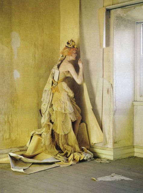 Reminds me of "The Yellow Wallpaper" by Charlotte Perkins Gilman | pollen yellow, Tim Walker, Vogue Italia March 2010 The Yellow Wallpaper, Tim Walker Photography, Vogue Photography, David Lachapelle, Stella Tennant, Magazine Vogue, Robert Mapplethorpe, Ellen Von Unwerth, Tim Walker