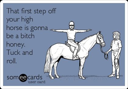 That first step off your high horse is gonna be a bitch honey. Tuck and roll. | Cry For Help Ecard Chesty Puller, Marine Girlfriend, Usmc Wife, Military Jokes, Amazing Husband, Semper Fidelis, High Horse, Marine Wife, Military Pride