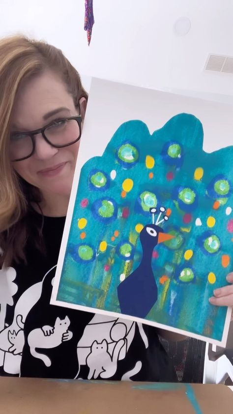 I love making scraper paintings so much! This is a super fun thing to do with kids, and a peacock is the perfect subject because you really… | Instagram Andrea Nelson Art, Kindergarten Drawing, Abstract Peacock, Robert Maxwell, Scrape Painting, Kindergarten Art Lessons, Abstract Painting Diy, Animal Art Projects, Classroom Art Projects