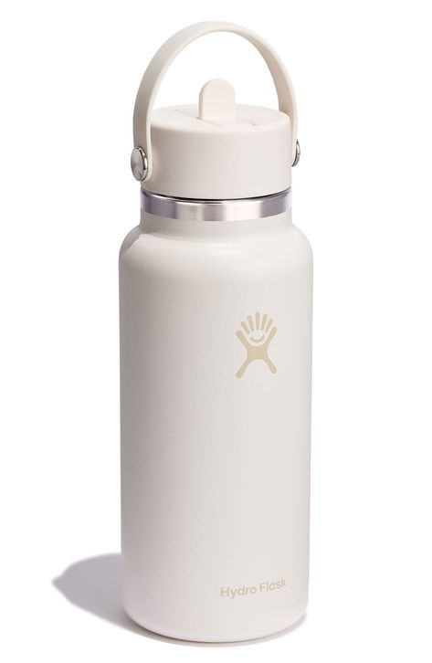 Perfect for the trail, the beach or everyday use, this large-capacity bottle is a hydration must-have.Additional features: The wide mouth makes refills a breeze and the flexible straw makes sipping simple. TempShield™ protection keeps all your beverages the perfect temperature—hot or cold—for an extended period of time.Sizing information: 15.9 oz.; 3.56" x 3.56" x 9.8"; holds 32 oz. 9 1/2" height; 3 1/2" diameter Keeps liquids hot for up to 6 hours and cold for up to 24 BPA-free; phthalate-free 18/8 stainless steel/polypropylene Hand wash Imported Beige Hydroflask, Cute Water Bottles Aesthetic, Cute Hydro Flask Metal Water Bottles Insulated Cheep For Middle School, Aesthetic Hydro Flask, Waterbottles Hydroflask, Waterbottle With Straw, Preppy Water Bottle, Water Bottles Aesthetic, Cute Hydroflask