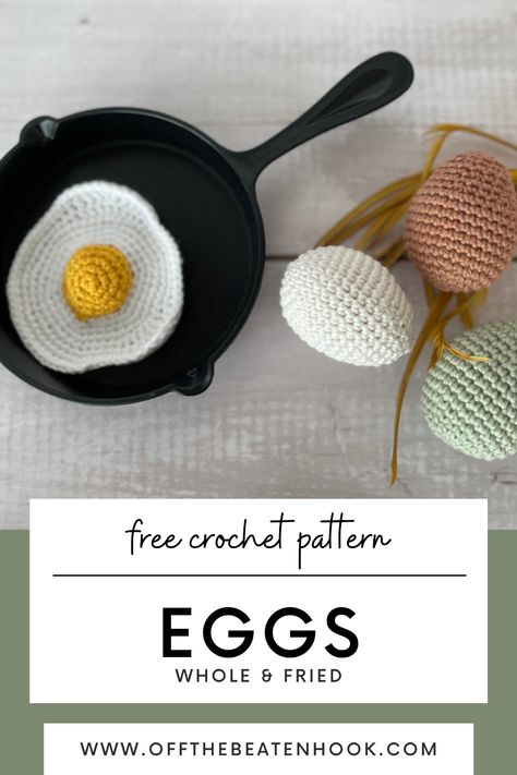 Made with organic cotton these amigurumi crochet eggs are sustainable and eco-friendly toys! This free, easy and beginner friendly crochet pattern includes the method for crocheting these realistic eggs in two ways – whole and fried. They will make the perfect addition to your little one’s toy food collection. Get the free pattern here. Crochet Eggs, Egg Crochet, 2024 Crochet, Crochet Egg, Amigurumi Food, Food Crochet, Beginner Friendly Crochet, Amigurumi For Beginners, Crochet Chicken