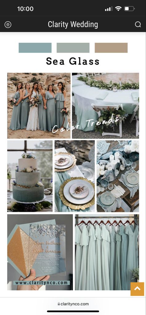 Sea Glass Bridesmaid Dresses, Sea Glass Bridesmaid, Sea Glass Wedding, Sea Glass Colors, Glass Wedding, Wedding Goals, Wedding Theme, Color Trends, Sea Glass