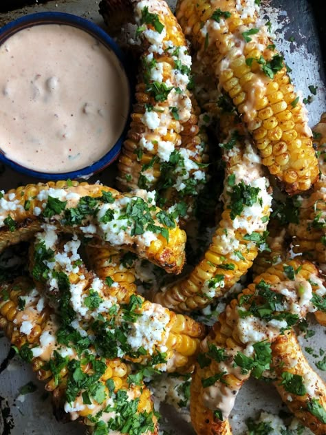 I Tried the Corn "Ribs" Taking Over TikTok | Kitchn Cheesecake Factory Street Corn Recipe, Cheesecake Factory Corn Ribs, Corn Rib Recipe, Corn Rib Recipes, Grilled Corn Ribs Recipe, Grilled Corn Ribs, Corn Ribs Grill, Ribbed Corn, Ribs Side Dishes Ideas