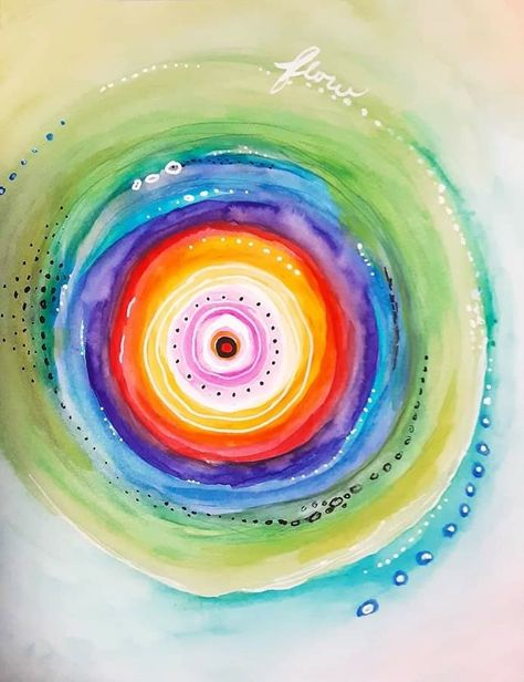 Go With The Flow Wallpaper, Watercolor Practice, Watercolor Mandala, Circular Art, Watercolor Circles, Watercolor Workshop, Circle Painting, Art Creativity, Meditation Art