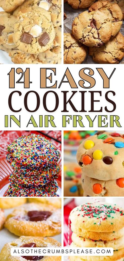 Explore 14 effortless and delicious air fryer cookie recipes. Bake up a storm with these quick, tasty cookie ideas that transform traditional baking. Air Fryer Chocolate Chip Cookie For One, Baking Cookies In Air Fryer, Air Fryer Cookies Recipes, Air Fryer Sugar Cookies, Air Fryer Christmas Cookies, Airfryer Cookies Recipes, Bake Cookies In Air Fryer, Baking In Air Fryer, Air Fryer Cookie Recipes