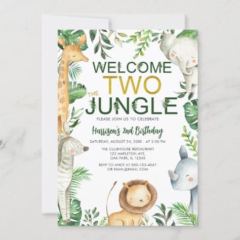 $2.95 | Welcome Two Jungle Safari Animals Birthday #jungle animal party, safari birthday, jungle animals, safari animals, wild three, jungle party, jungle birthday party, safari, jungle, 2nd birthday Jungle Second Birthday Party, Welcome Two The Jungle Birthday Boy, Welcome Two The Jungle Boy, Welcome Two The Jungle Party Ideas, Welcome Two The Jungle, Jungle Animal Party, Birthday Party Safari, Bday Plans, Animals Birthday Invitation