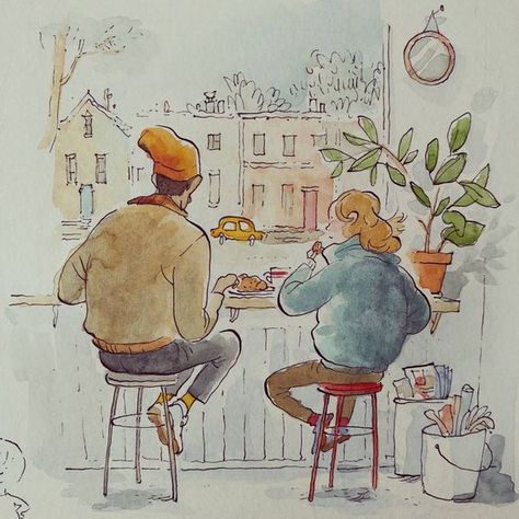 Coffee Shop Friends, Qin Leng, Magic Drawings, Watercolor Exercises, Cartoon Family, Friends Coffee, Toronto City, Book Illustration Art, Illustration Art Girl