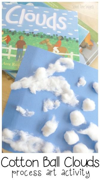 Invitation to create your own cloudy sky with cotton balls!  Fun and simple process art activity In The Sky Theme Preschool, Cotton Ball Clouds, Process Art For Preschoolers, Weather Activities Preschool, Art For Preschoolers, Preschool Weather, Weather Art, Weather Crafts, Cloud Craft