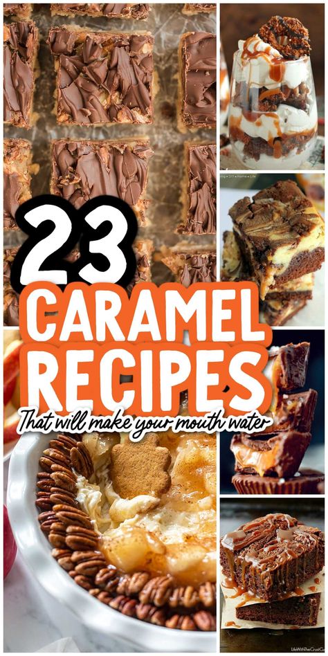 23 Caramel Recipes That Will Make Your Mouth Water Soft Caramels Recipe, Carmel Recipe, Caramel Candies Recipe, Caramel Dessert Recipes, Caramel Pears, Caramel Treats, Caramel Chocolate Chip Cookies, Caramel Bits, Caramel Desserts