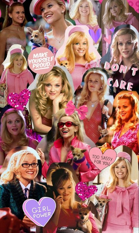 legally blonde aesthetic wallpaper Clueless Quotes, Blonde Movie, Blonde Aesthetic, Elle Woods, Whatsapp Wallpaper, Chick Flicks, 2000s Aesthetic, Legally Blonde, Photo Wall Collage