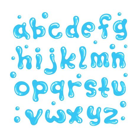 Water Alphabet Water Alphabet, Cute Fonts Alphabet, Fonts Bubble, Alfabet Font, Bubble Letter Fonts, Font Bubble, Bubble Font, Typography Alphabet, Font Ideas