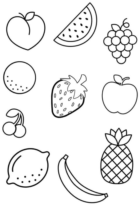 Fruits Coloring Pages For Kids, Fruit Coloring Pages Free Printable, Fruit And Vegetables Activities For Kids, Coloring Pages Fruits, Vegetables Coloring Pages, Fruits Coloring Pages, Free Coloring Pictures, Fruit Coloring, Vegetable Drawing