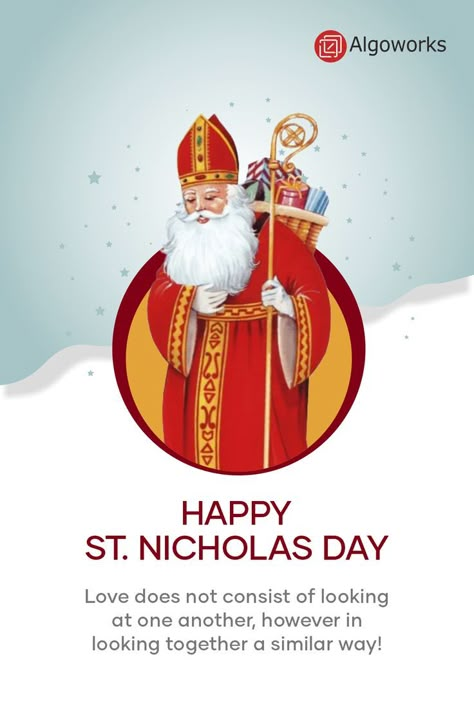 Hoping that St. Nicholas does his enchantment, to stuff your shoes with an entire parcel of blessings. Wishing you a Happy Saint Nicholas Day. #st.nicholasday #nicholasday #saintnichlos #wishes #blessings #algoworks Happy St Nicholas Day, Saint Nicholas Day, St Nicholas Day, St Nicolas, St Nick, Saint Nicholas, St Nicholas, Lionel Messi, Your Shoes