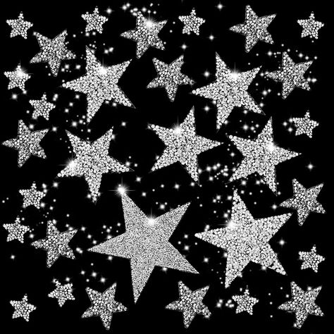 PRICES MAY VARY. 【Package】:Our Iron on star appliques for clothes are available in 5 different diameters, they are 16 cm/ 5.92 inch (1 piece), 8 cm/ 3.15 inch (3 pieces), 6 cm/ 2.4 inch (3 pieces), 4 cm/ 1.78 inch (10 pieces) and 2 cm/ 1.2 inch (15 pieces), all sizes are available to meet the different needs of customers. 【Using Method】:Place the Star Rhinestone patch on your cloth with the rhinestone side facing up. Cover with a cloth, adjust the electric iron to the appropriate temperature, pr Star Outline, Black And White Stars, Fabric Glitter, Jeans Shoes, Rhinestone Appliques, Shoe Repair, Fabric Glue, Glitter Stars, Fabric Patch