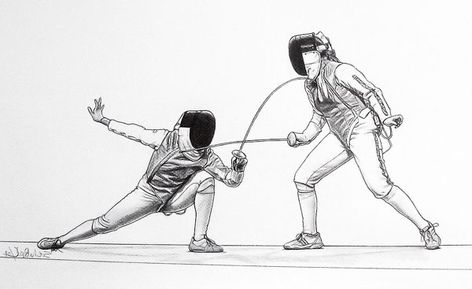 Fencing Drawing, Fencing Art, Fencing Sport, Dog Animation, Character Actions, Draw The Squad, Illustration Techniques, Human Drawing, Fence Art