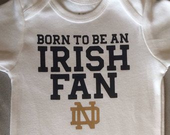 Notre Dame Baby, Baby Football Outfit, Baby Blessing, Notre Dame Football, Football Baby, Cricut Ideas, Notre Dame, Onesies, Baby Onesies