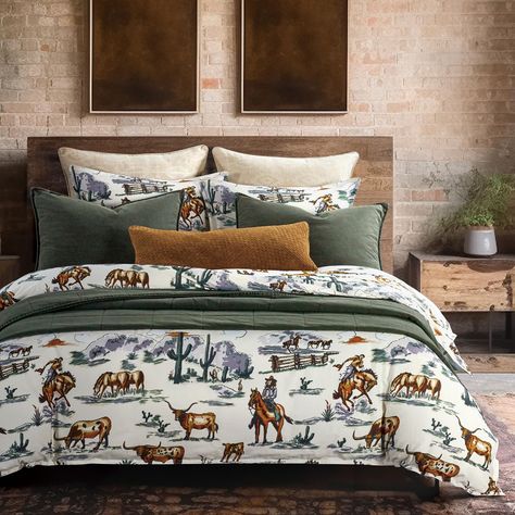 Western Comforters, Western Bed, Western Bedding Sets, Men's Bedding, Set Building, Western Bedding, Western Bedroom, Colorful Comforter, Reversible Bedding