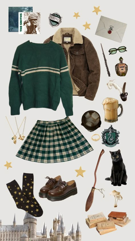 #slytherin #harrypotter #dracomalfoy #fyp #magic #hogwarts #wizard #universalstudios #smiths #cozy #aesthetic #cottagecore #ecclectic #nature #plants #tomriddle #wesanderson #cats #gryffindor #weasley Slytherin Aesthetic Fashion, Cute Slytherin Outfits, Slytherin Aesthetic Outfit, Slytherin Inspired Outfits, Hogwarts Wizard, Slytherin Clothes, Slytherin Outfit, Slytherin Fashion, Outfit Creator