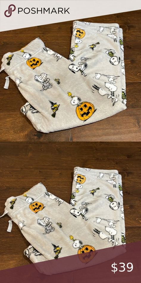 Peanuts womens Halloween Snoopy Pumpkin  Print Plush Pajama Pants New Snoopy Halloween Pajamas, Cute Halloween Pajama Pants, Fall Pajama Pants, Fall Pj Pants, Snoopy Pajama Pants, Halloween Pajamas Aesthetic, Snoopy Pj Pants, Fall Aethstetic, Snoopy Pjs