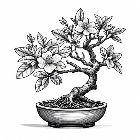 Bonzi Trees Tattoo, Bonsai Tattoo Design, Bonsai Sketch, Bonsai Tree Tattoo, Bonsai Tattoo, Bonsai Azalea, Bonsai Tree Tattoos, Forest Magic, Plant Tattoo