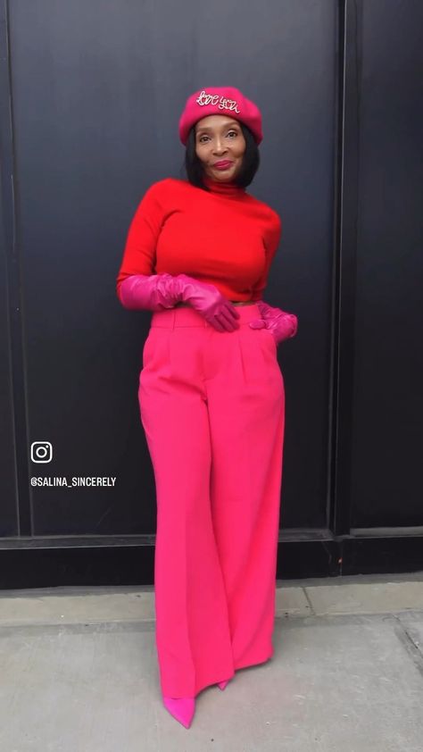 NYFASHION101 French Style … curated on LTK Plus Size Colour Blocking, Red And Pink Outfits For Women, Pink And Maroon Outfit, Pink And Red Outfits For Women, Magenta Outfit Ideas, Maximalist Dressing, Christmas Holiday Party Outfit, Hot Pink Outfit Ideas, Pink Monochromatic Outfit