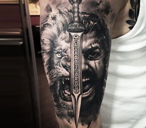 large photo 300 movie tattoo by Ezequiel Samuraii Movie Tattoo Sleeve, 300 Tattoo, Roman Tattoo, Gladiator Tattoo, Soldier Tattoo, 300 Movie, Spartan Tattoo, Lion Tattoo Sleeves, Armor Tattoo