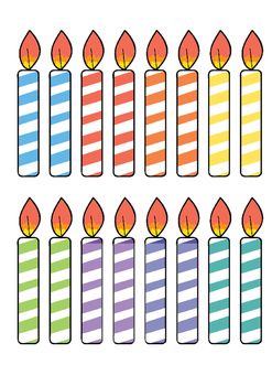 These candles can be used with cupcake posters to display student birthdays. Birthday Candle Template, Birthday Candles Printable, Birthday Candle Clipart, Birthday Display In Classroom, Candles For Birthday, Candle Template, Candle Clipart, Pastel Candle, Small Birthday Cakes