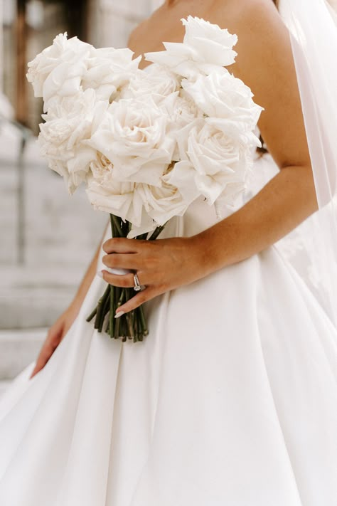 Bridal Bouquet Summer White, White Bouquets Wedding, Bride Bouquets White Elegant, Black Champagne Wedding, White Rose Corsage, Peony Boutonniere, Cream Wedding Bouquet, Dahlia Wedding Bouquets, Bride Bouquets White