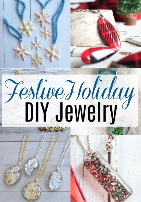 Festive DIY Jewelry To Wear This Holiday Christmas Necklace Diy, Homemade Gifts For Mom, Resin Crafting, Glitter Stud Earrings, Holiday Diy Projects, Diy Winter, Crafting Jewelry, Diy Jewelry Projects, Diy Fashion Accessories