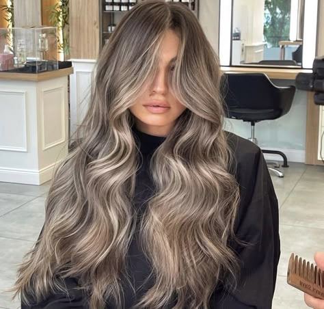 Ash Blonde Hair Balayage, Baylage Hair, Balayage Long Hair, Silver Blonde Hair, Brown Hair Inspo, Bronde Hair, Brunette Hair With Highlights, Gorgeous Hair Color, Brunette Balayage Hair