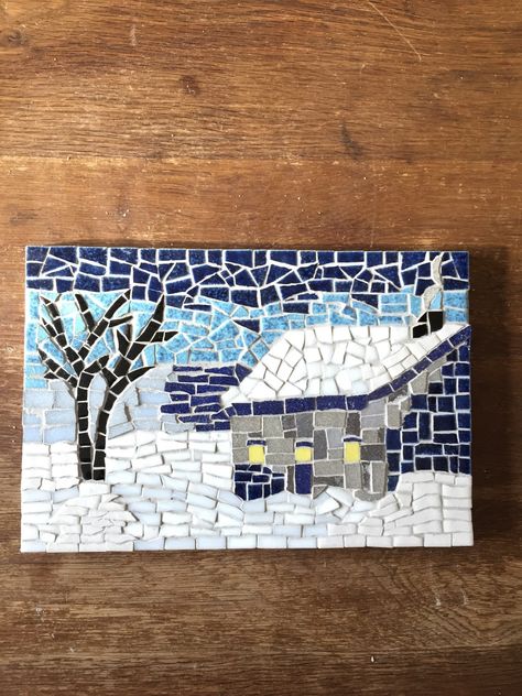 Mosaic Houses, Mosaics Ideas, Landscape Mosaic, Christmas Mosaics, Mosaic Painting, Sister Quotes Funny, Bond Paper Design, Mosaic Art Projects, Mosaic Ideas