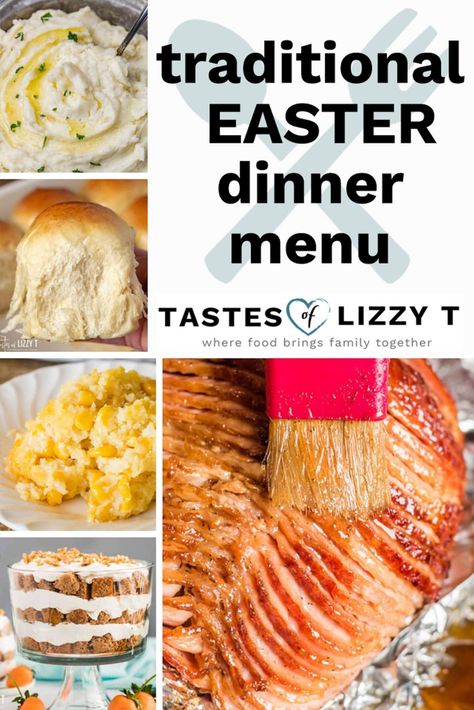 Easter Ham Dinner, Traditional Easter Dinner, Ham Potatoes, Traditional Easter Desserts, Easy Easter Dinner, Traditional Easter Recipes, Easter Dinner Menus, Potatoes Vegetables, Easter Meal