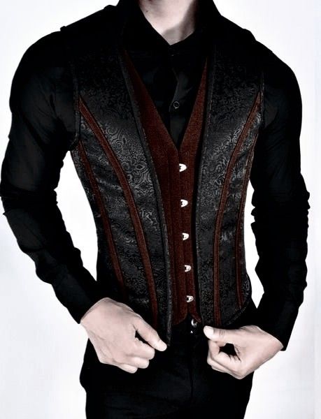 Romantic Goth Aesthetic Men, Toreador Vampire Aesthetic, Goth Wedding Suit, Httyd Wedding, Vampire Attire, Vampire Suit, Vampire Prom, Red And Black Suit, Gothic Suit