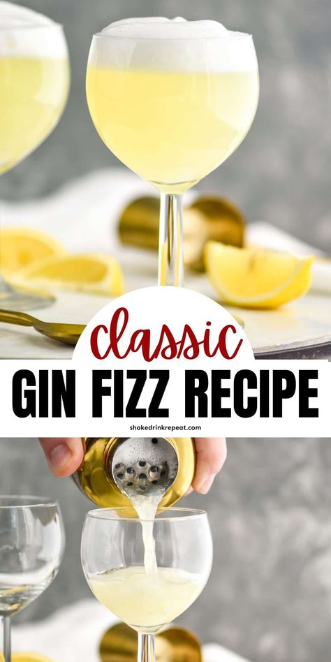 Gin Fizz Recipe, Gin Drink Recipes, Fizz Drinks, Best Gin Cocktails, Gin Fizz Cocktail, Simple Cocktail, Gin Recipes, Gin Lemon, Gin Cocktail Recipes