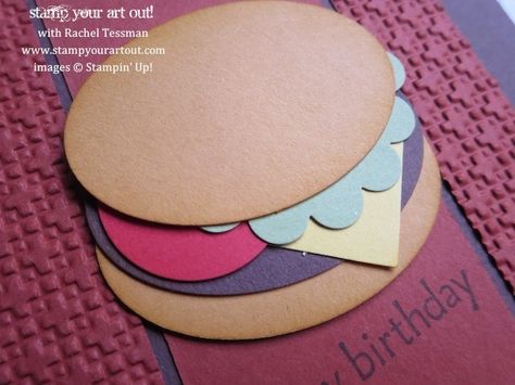 Cheeseburger!  (from Rachel Tessman) Rachel Tessman, Teenager Party, Paper Pumpkin Stampin Up, Ra Ideas, School Starts, I Love Love, Burger And Fries, Craft Punches, Book Illustration Art