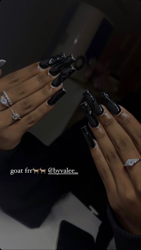 Medium Black Nails, Cute Coffin Nail Designs, Black Nails Acrylic, Coffin Nail Designs, Black Acrylic Nails, Pure Black, Coffin Nails Designs, Black Acrylic, Nails Acrylic