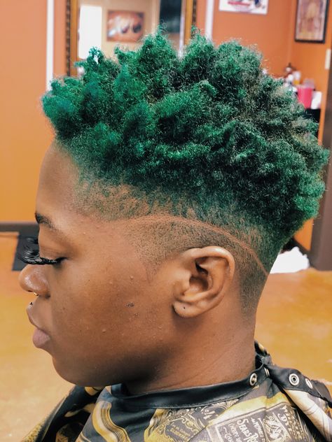 #thebaldierevolution Twa Hair, Natural Haircuts, Dark Green Hair, Dry Natural Hair, Short Natural Haircuts, Dyed Hair Men, Haircut For Men, Mohawks, Tapered Haircut