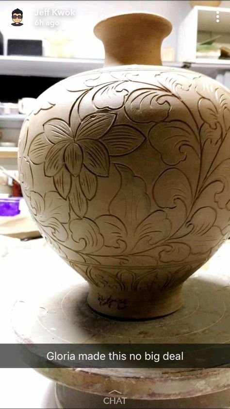 Carved Ceramic Vase, Asian Pottery, Carved Pottery, Korean Pottery, Ceramics Pottery Bowls, Coil Pottery, Ceramics Pottery Vase, Ceramic Lantern, Pottery Pots