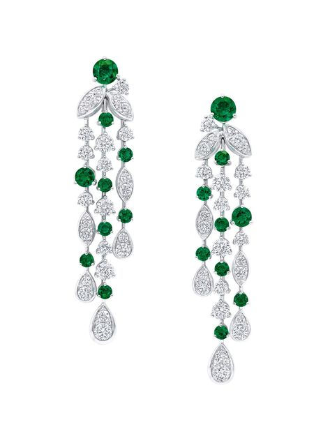 Graff Earrings, Graff Jewelry, Diamond Chandelier Earrings, Diamond Chandelier, Earrings Emerald, Jewellery Ideas, Rare Gemstones, Emerald Earrings, Emerald Jewelry