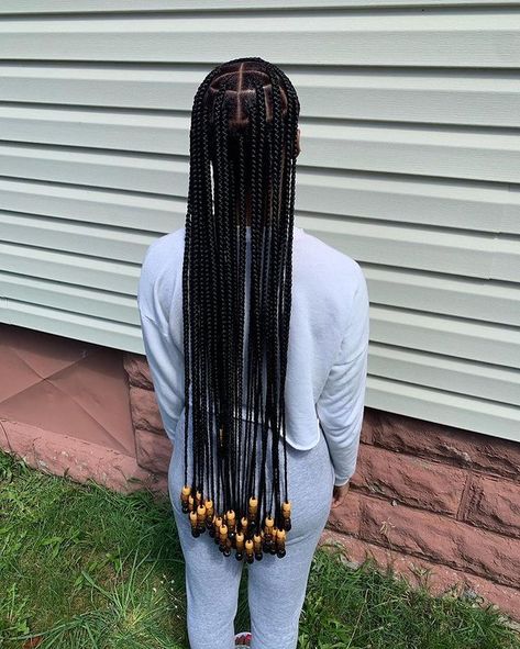 V I C K I I ☆ (@_thatsvixtoriaa) • Instagram photos and videos Jumbo Knotless Braids With Beads, Braids With Wooden Beads, Knotless Braids With Beads, Jumbo Knotless, Braids With Beads, Pretty Braided Hairstyles, Knotless Braids, Ll Bean Boot, Protective Hairstyles