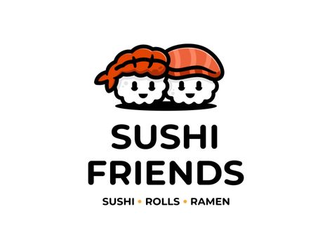 Logo for Sushi Friends by IIsixo_O Sushi Logo, Logo Character, Sushi Cat, Friend Logo, Ipad Lettering, Fish Logo, Sushi Restaurants, Visual Branding, Logo Restaurant