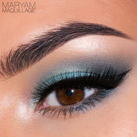 Maryam Maquillage: "Teal Smokey Eye" Makeup for Fun Teal Eye Makeup, Teal Eyeshadow, Teal Makeup, Prom Eyes, Teal Eyes, Wedding Makeup For Brown Eyes, Prom Eye Makeup, Prom Makeup Looks, Formal Makeup