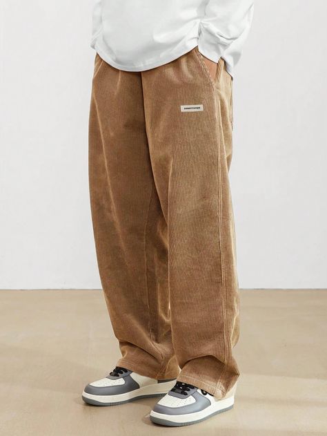 Lower Pants For Men, Brown Pants Outfit Men, Pantalon Outfit, Summer Camp Outfits, Brown Pants Men, Corduroy Pants Outfit, Japanese Trends, Camp Outfits, Korean Street Fashion Men