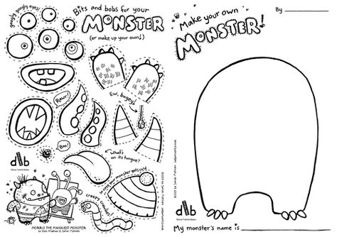 make your own monster- Would go good with the story I Need My Monster and teaching adjectives Monster Worksheet, Make Your Own Monster, Monster Theme, Art Worksheets, Learning Ideas, Theme Halloween, Halloween Activities, Art Classroom, Elementary Art